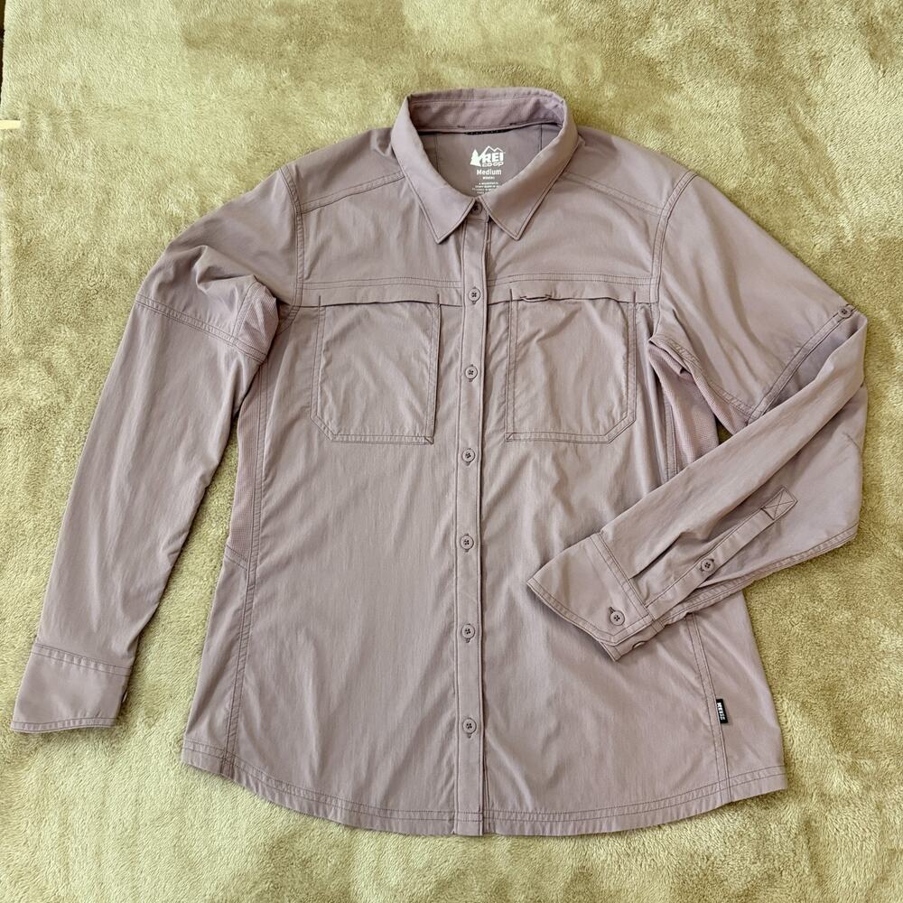 REI Co-op Sahara Long Sleeve Solid Shirt Mauve Women M travel hiking Gorpcore